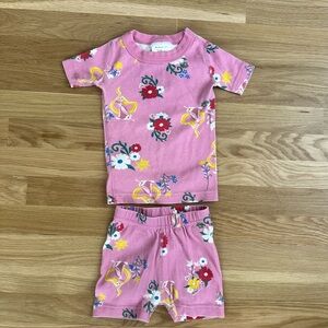 Hanna Andersson Disney Rapunzel Size 2t Pink Floral Kids Pajama Set